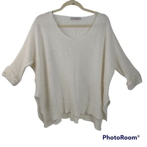 Active USA OFF WHITE Oversized Open Knit Raglan Sleeve Sweater Women's Medium